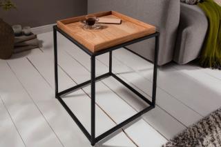 Stolík EDEN OAK SMALL (Kovový stolík v kombinácii s dubovým drevom 40cm.)