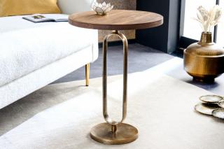 Stolík Elegan Mango 60 (Dizajnový príručný stolík z kovu a dreva 60cm.)