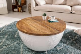 Stolík HAMMER STORAGE WHITE (Dizajnový konferenčný stolík biely 60cm.)