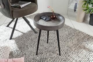 Stolík PURE GRAY 35 (Dizajnový malý príručný stolík z masívu.)