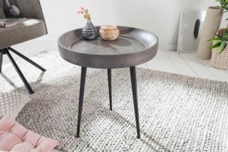 Stolík PURE GRAY 45 (Dizajnový malý príručný stolík z masívu.)