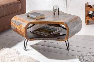 Stolík SPIN RETRO GRAY (Masívny konferenčný stolík do obývačky 70cm.)