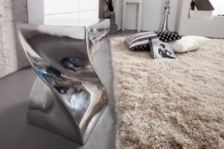 Stolík TWISTIN SILVER (Dizajnový strieborný stolík 45cm.)