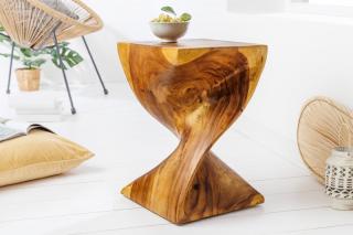 Stolík Twistin Wood (Dizajn stolík z masívneho dreva 45cm.)