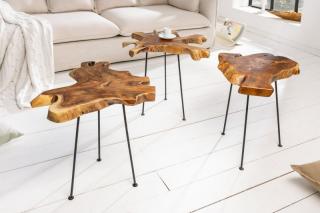Stolík WILD NATURE (Príručný stolík z masívu natural 40cm.)