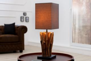 Stolová lampa EUPHOR BROWN (Dizajnová stolová lampa z masívu.)