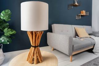 Stolová lampa EUPHORIA WHITE (Dizajnová stolová lampa z masívu.)