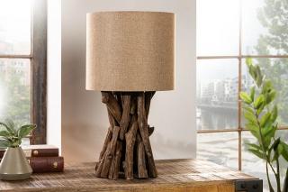 Stolová lampa HIRSON BEIGE (Dizajnová stolová lampa s drevom 50cm.)