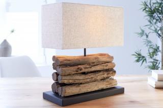 Stolová lampa PERIFERI (Dizajnová stolná lampa kombinovaná s drevom.)
