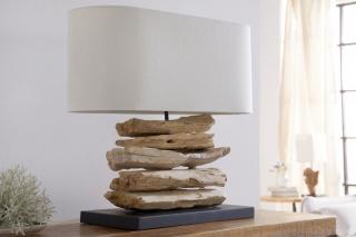Stolová lampa RIVERINE II (Dizajnová stolná lampa kombinovaná s drevom.)