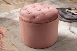Taburet BAROCK ROUND ALTROSA (Veľký dizajnový taburet staroružová 50cm.)