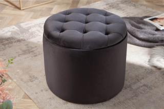 Taburet BAROCK ROUND BLACK (Veľký dizajnový taburet čierny 50cm.)