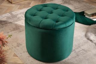 Taburet BAROCK ROUND SMARAGD (Veľký dizajnový taburet smaragdový 50cm.)