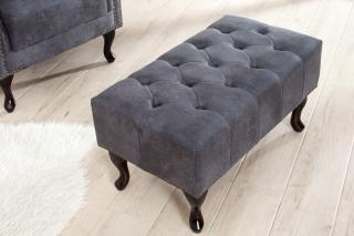 Taburet CHESTERFIELD STOOL GREY (Taburet v štýle Chesterfield vintage šedý.)
