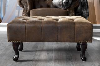 Taburet CHESTERFIELD STOOL VINTAGE (Taburet v štýle Chesterfield vintage hnedý.)