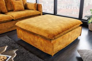 Taburet CLOUD SAMT MUSTARD (Dizajnový taburet zamatový tmavožtlý 100cm.)