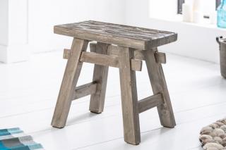 Taburet HEMINGWAY GRAY (Exotický taburet z recyklovaného masívu šedý.)