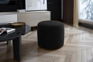 Taburet LINSY BLACK (Moderný okrúhly taburet na sedenie čierny 43cm.)