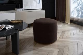 Taburet LINSY BROWN (Moderný okrúhly taburet na sedenie hnedý 43cm.)