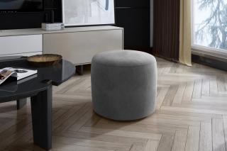 Taburet LINSY GRAY (Moderný okrúhly taburet na sedenie šedý 43cm.)