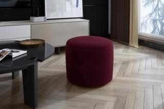 Taburet LINSY REDWINE (Moderný okrúhly taburet na sedenie bordový 43cm.)