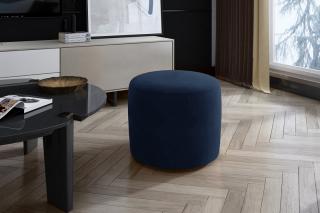 Taburet LINSY ROYAL BLUE (Moderný okrúhly taburet na sedenie tmavomodrý 43cm.)