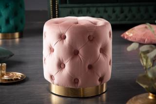 Taburet MODERN BAROCK ALTROSA (Malý dizajnový taburet staroružový/zlatý.)