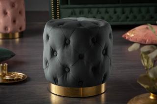 Taburet MODERN BAROCK BLACK (Malý dizajnový taburet čieny/zlatý.)