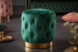 Taburet Modern Barock Green (Malý dizajnový taburet zelený/zlatý.)