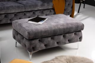 Taburet MODERN BAROCK STOOL DUNKEL (Barokový dizajn taburet tmavošedý 90cm.)