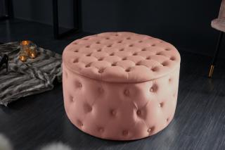 Taburet MODERN BAROCK STORAGE ALTROSA (Veľký taburet zamatový staroružový 75cm.)