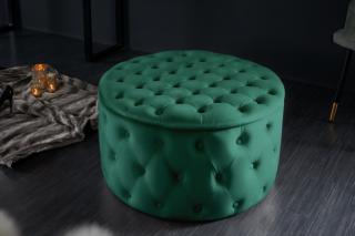 Taburet Modern Barock Storage Smaragd (Veľký taburet zamatový smaragdový 75cm.)
