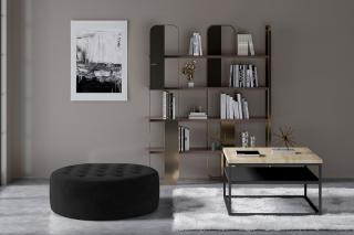 Taburet MONTY BLACK (Moderný okrúhly taburet na sedenie čierny 70cm.)