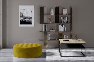 Taburet MONTY DARK MUSTARD (Moderný okrúhly taburet na sedenie horčicovo žltý 70cm.)