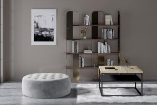 Taburet MONTY GRAY (Moderný okrúhly taburet na sedenie šedý 70cm.)