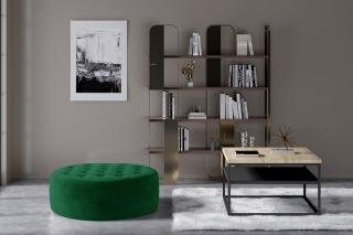 Taburet MONTY GREEN (Moderný okrúhly taburet na sedenie zelený 70cm.)