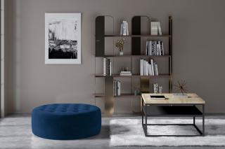 Taburet MONTY ROYAL BLUE (Moderný okrúhly taburet na sedenie tmavomodrý 70cm.)