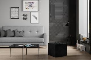 Taburet NOLLA BLACK (Moderný hranatý taburet na sedenie čierny 41cm.)