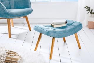 Taburet Scandinavia Blue (Čalúnený taburet v škandinávskom štýle modrý.)