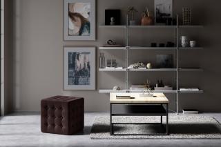 Taburet SOFIA BROWN (Moderný hranatý taburet na sedenie hnedý 40cm.)