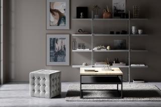 Taburet SOFIA GRAY (Moderný hranatý taburet na sedenie šedý 40cm.)