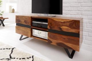 TV stolík AMARETO (Televízny stolík z masívneho dreva a kovu 160cm.)