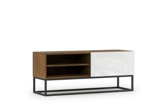 TV stolík AVORIO WHITE (Televízny stolík biely lesk/dub artisan 120cm.)