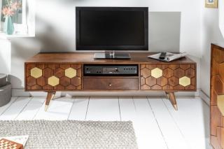 TV stolík BEEHIVE (TV stolík z masívneho dreva a kovu 140cm.)