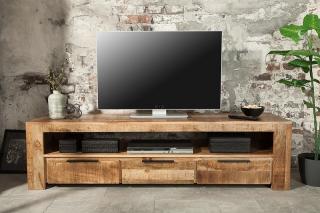 TV stolík IRON CROFT II (Industriálny TV stolík z masívneho dreva a kovu 170cm.)