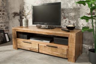 TV stolík IRON CROFT  (Industriálny TV stolík z masívneho dreva a kovu 130cm.)