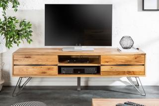 TV stolík LIVIGNO OAK (Dizajnový TV stolík z dreva a kovu 160cm.)
