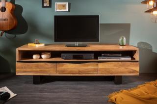 TV stolík MAMMUT NATUR BLACK (TV stolík z masívneho akáciového dreva a kovu 160 cm.)