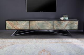 TV stolík Mountain Black (Dizajnový stolík z dreva a kameňa 200cm.)