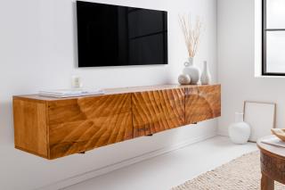 TV stolík SCORPION NATURAL WALL (Dizajnový TV stolík z masívu a kovu 160cm.)